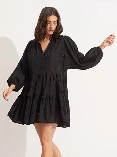 Платье с вышивкой Seafolly 54155-DR - черное
