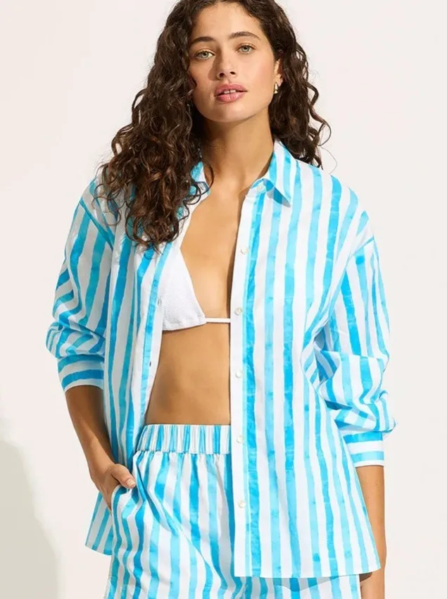 Рубашка Seafolly в бирюзовую полоску 