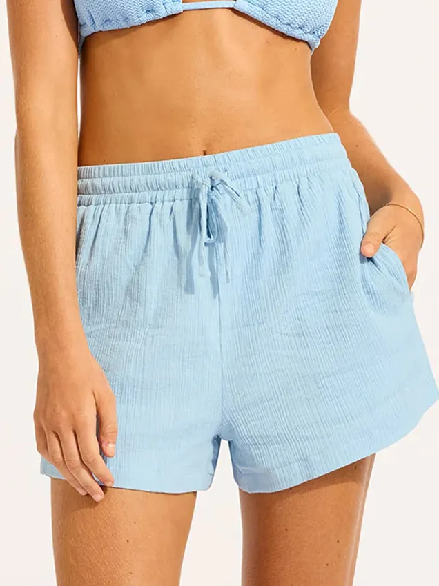 Шорты Seafolly Crinkle 55429-SH - голубые Шорты Seafolly Crinkle 55429-SH - голубые