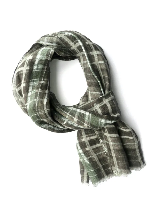 Мужской льняной шарф в клетку Roeckl 41552-948 терра Мужской льняной шарф в клетку Roeckl 41552-948 терра