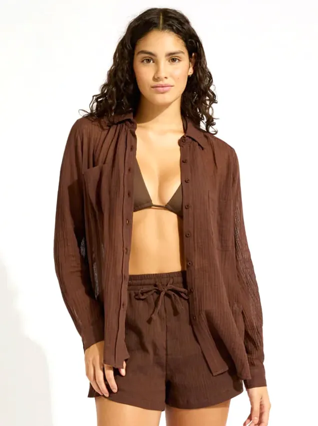 Рубашка Seafolly Crinkle 55428 - шоколад Рубашка Seafolly Crinkle 55428 - шоколад