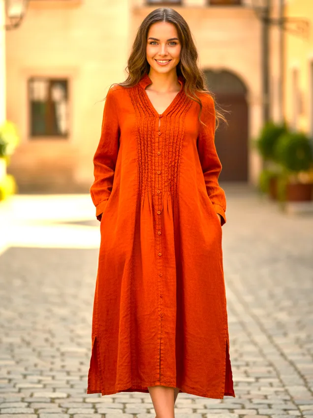 Роскошное льняное платье-рубашка Grizas 91876-L400 627 