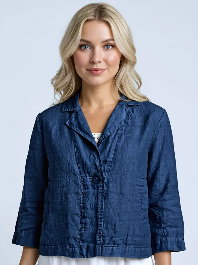 Льняной жакет Grizas 71375-L532 620 - тёмно-синий 