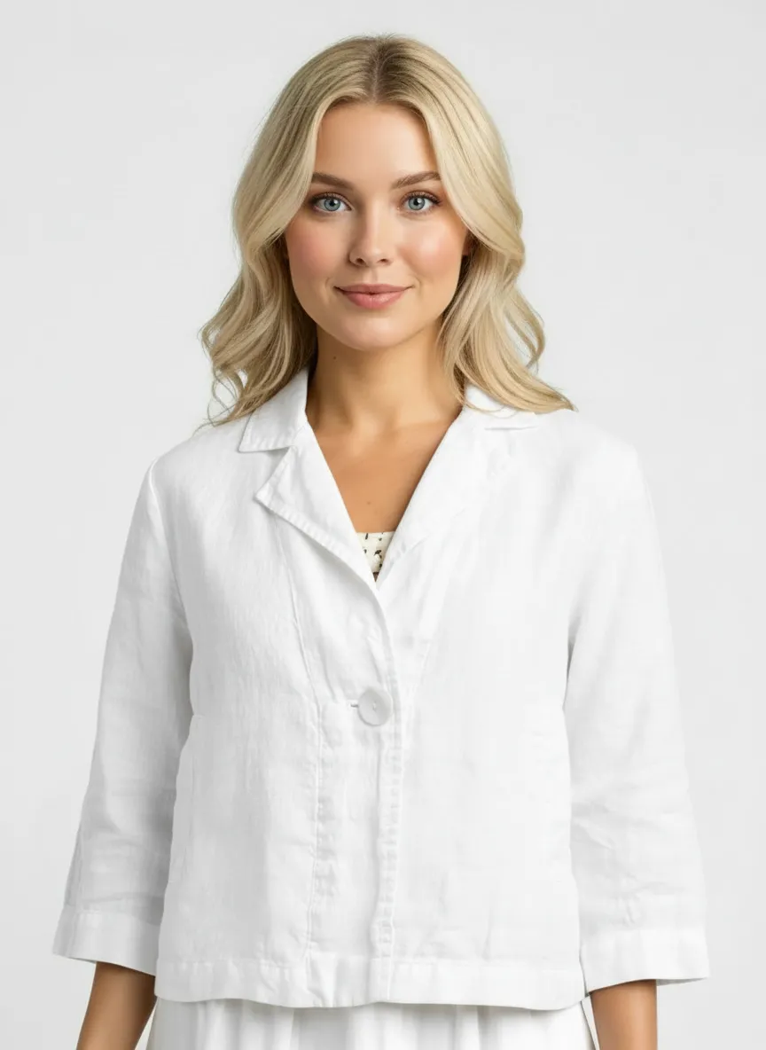 Льняной жакет Grizas 71375-L532 151 - белый #PRICE# - купить с доставкой по Москве, России, оплата при получении