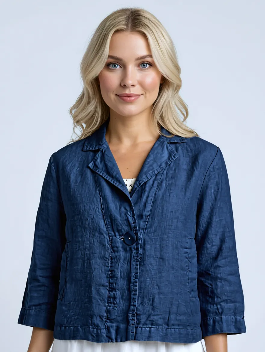 Льняной жакет Grizas 71375-L532 620 - тёмно-синий #PRICE# - купить с доставкой по Москве, России, оплата при получении