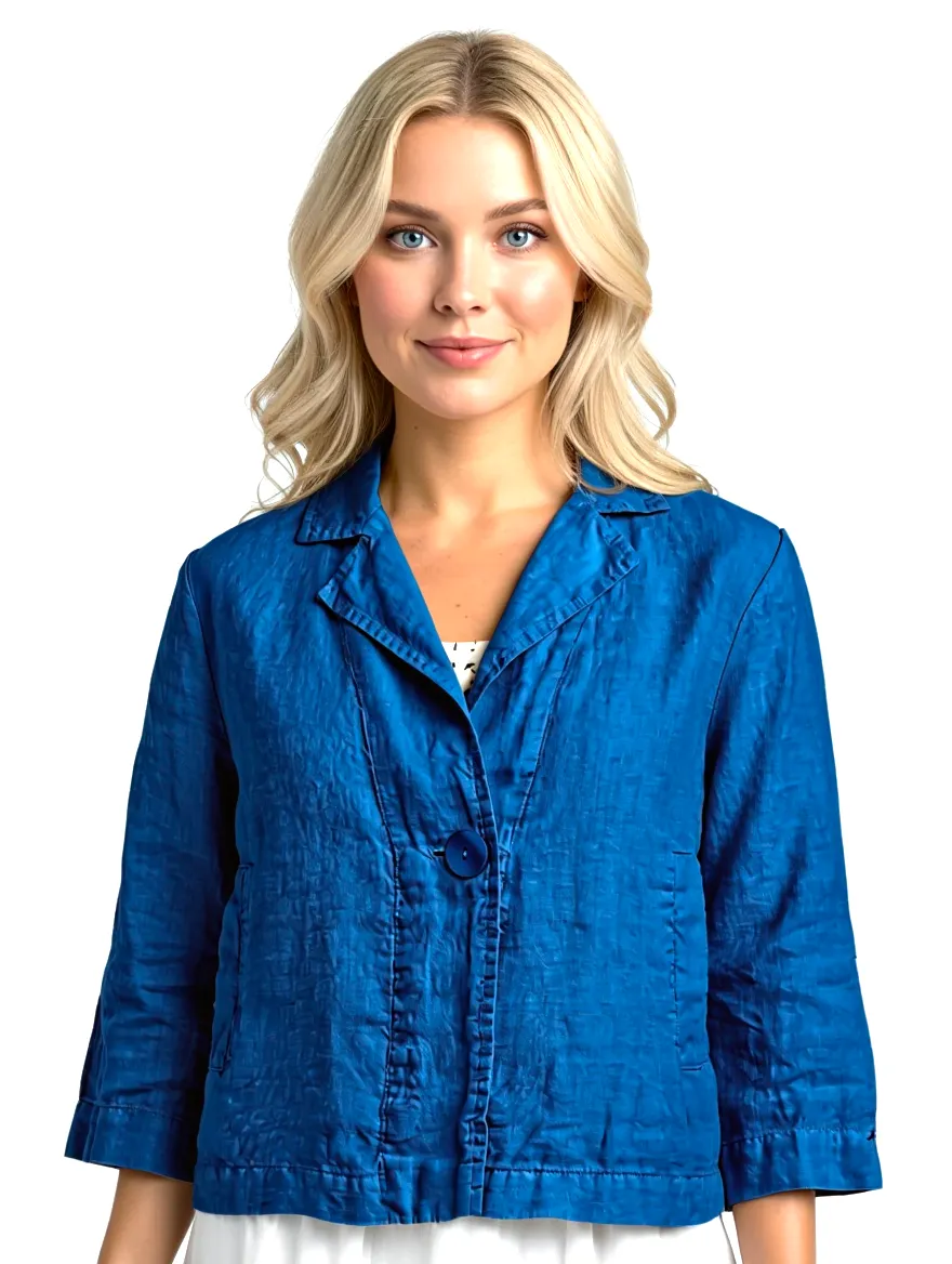 Льняной жакет Grizas 71375-L532 619 - кобальт #PRICE# - купить с доставкой по Москве, России, оплата при получении