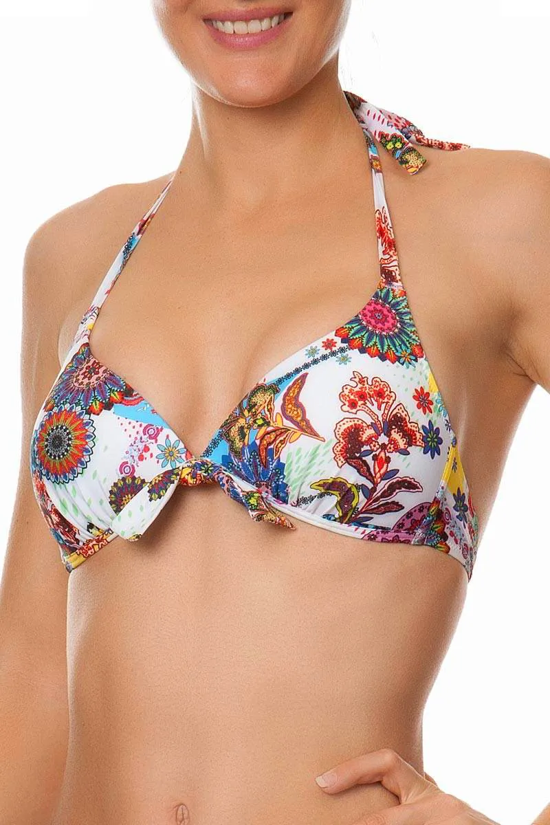 Купальник Белый Самарканд - треугольники с пуш ап #PRICE# - купить с доставкой по Москве, России, оплата при получении