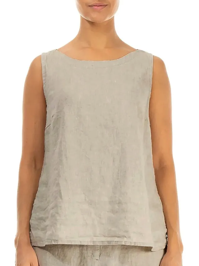 Льняной топ без рукавов Grizas 52645/4-L267 0 - бежевый 