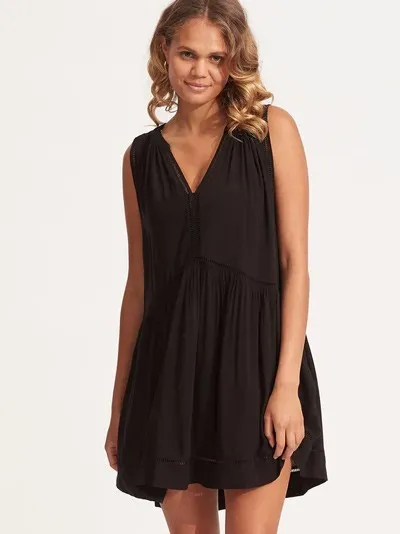 Короткое платье-туника Seafolly Beach Basics 52931-DR