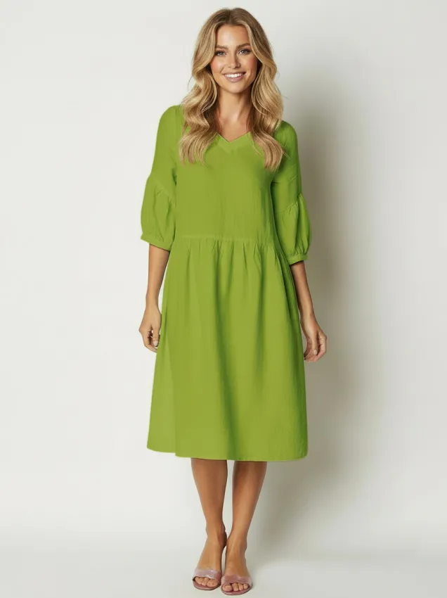 Платье Тринити умягченный лен - лайм 