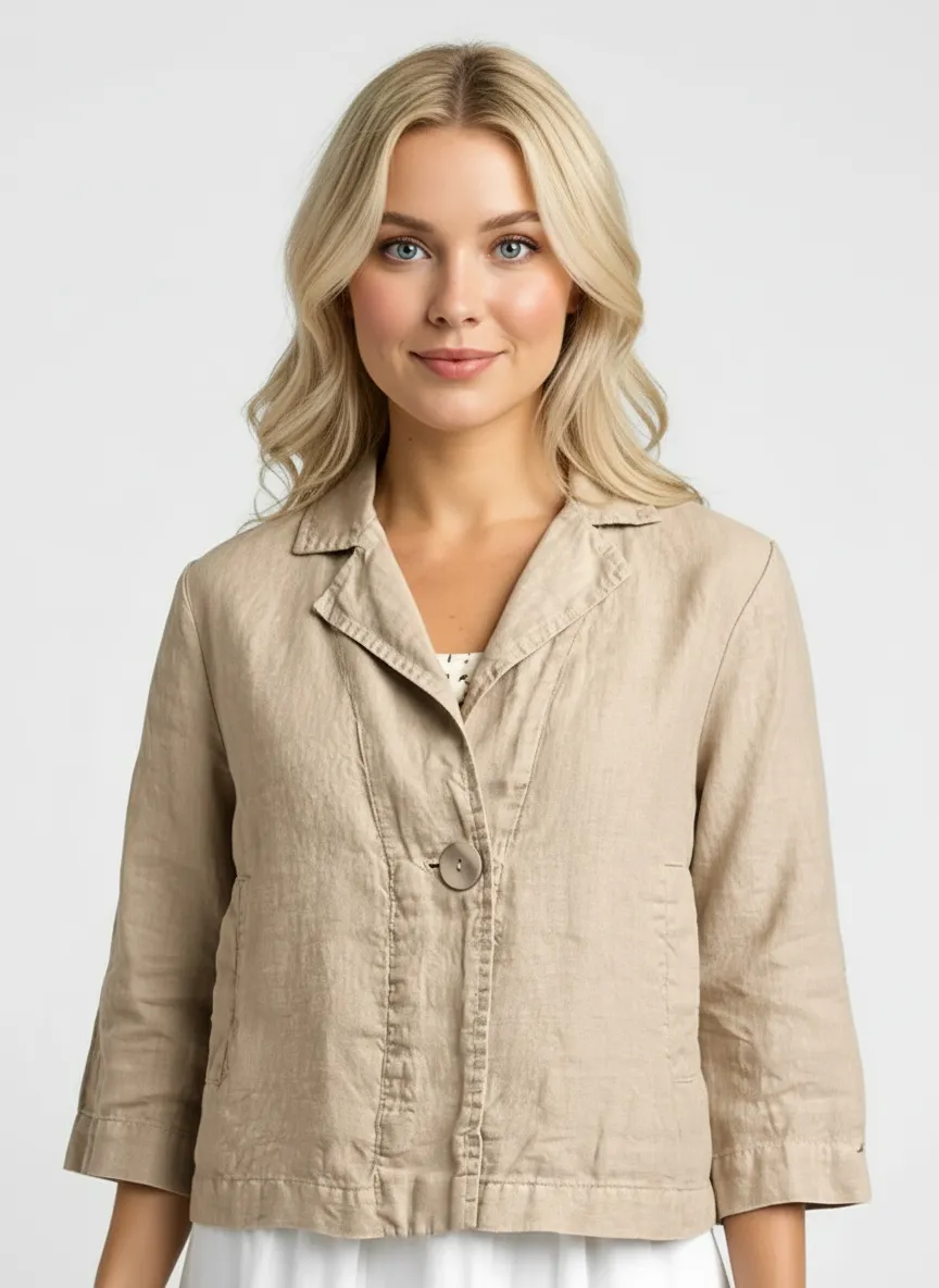 Льняной жакет Grizas 71375-L532 628 - бежевый #PRICE# - купить с доставкой по Москве, России, оплата при получении