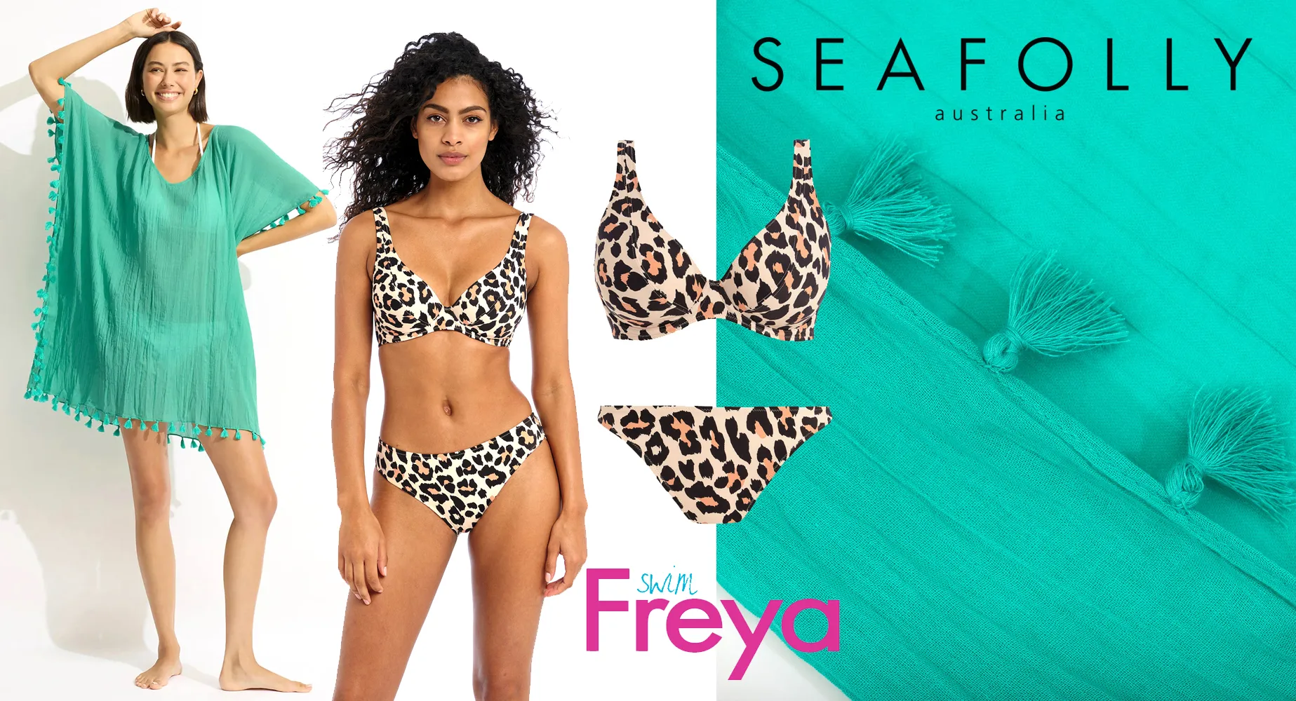 Красивое сочетание цвета джейд с леопардовым принтом в миксе Seafolly и Freya Красивое сочетание цвета джейд с леопардовым принтом в миксе Seafolly и Freya