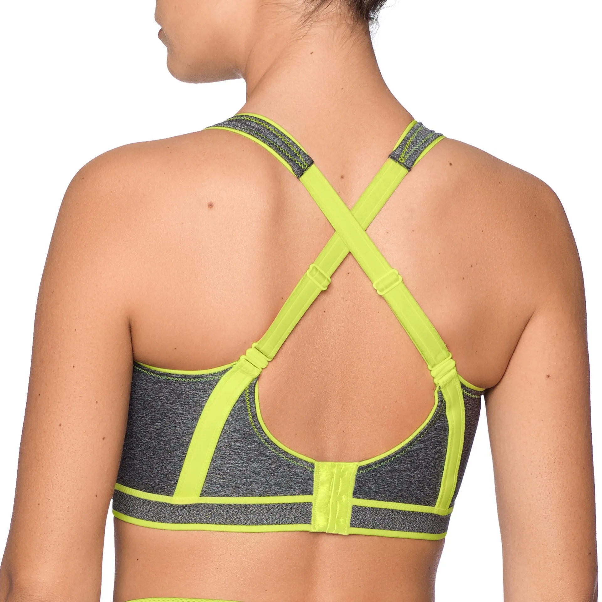 Cпортивный бюстгальтер Примадонна карбон-лайм, бретели