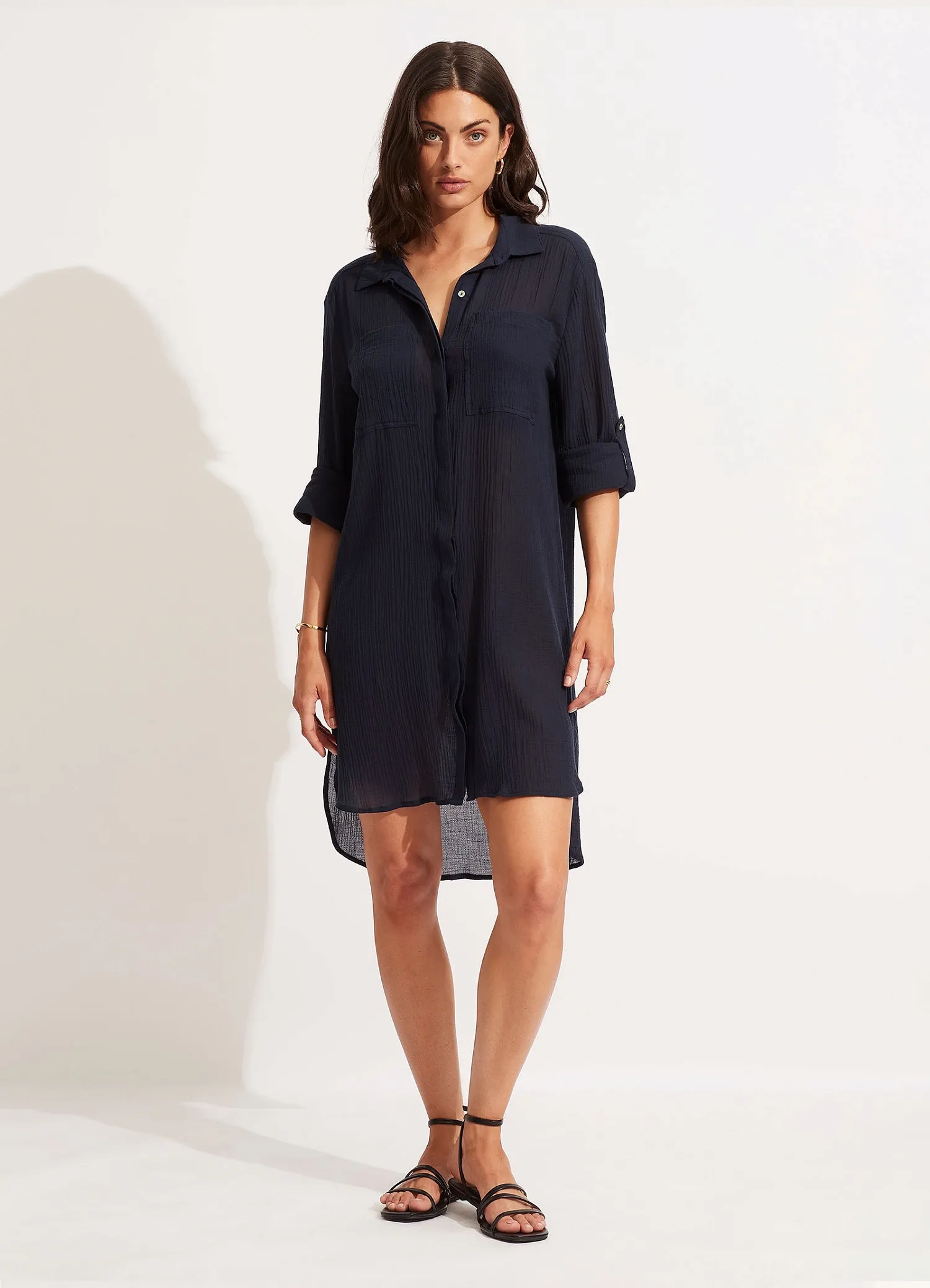 Туника-рубашка Seafolly 53108-CU - черная #PRICE# - купить с доставкой по Москве, России, оплата при получении