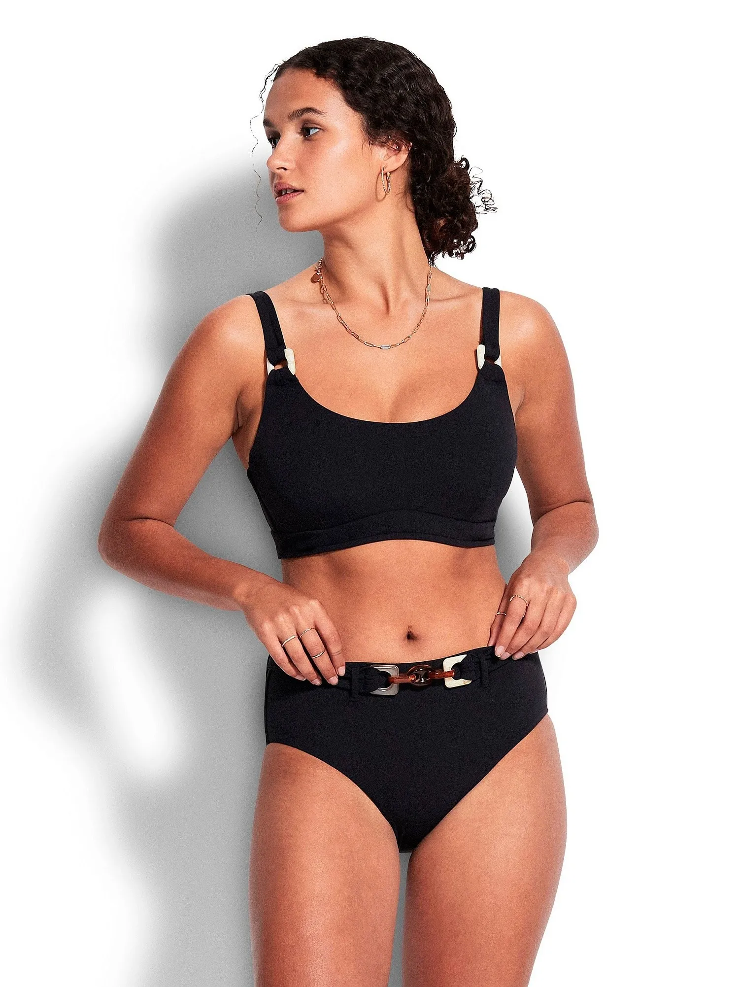 Высокие плавки Seafolly Belize 40679-927 - черные #PRICE# - купить с доставкой по Москве, России, оплата при получении