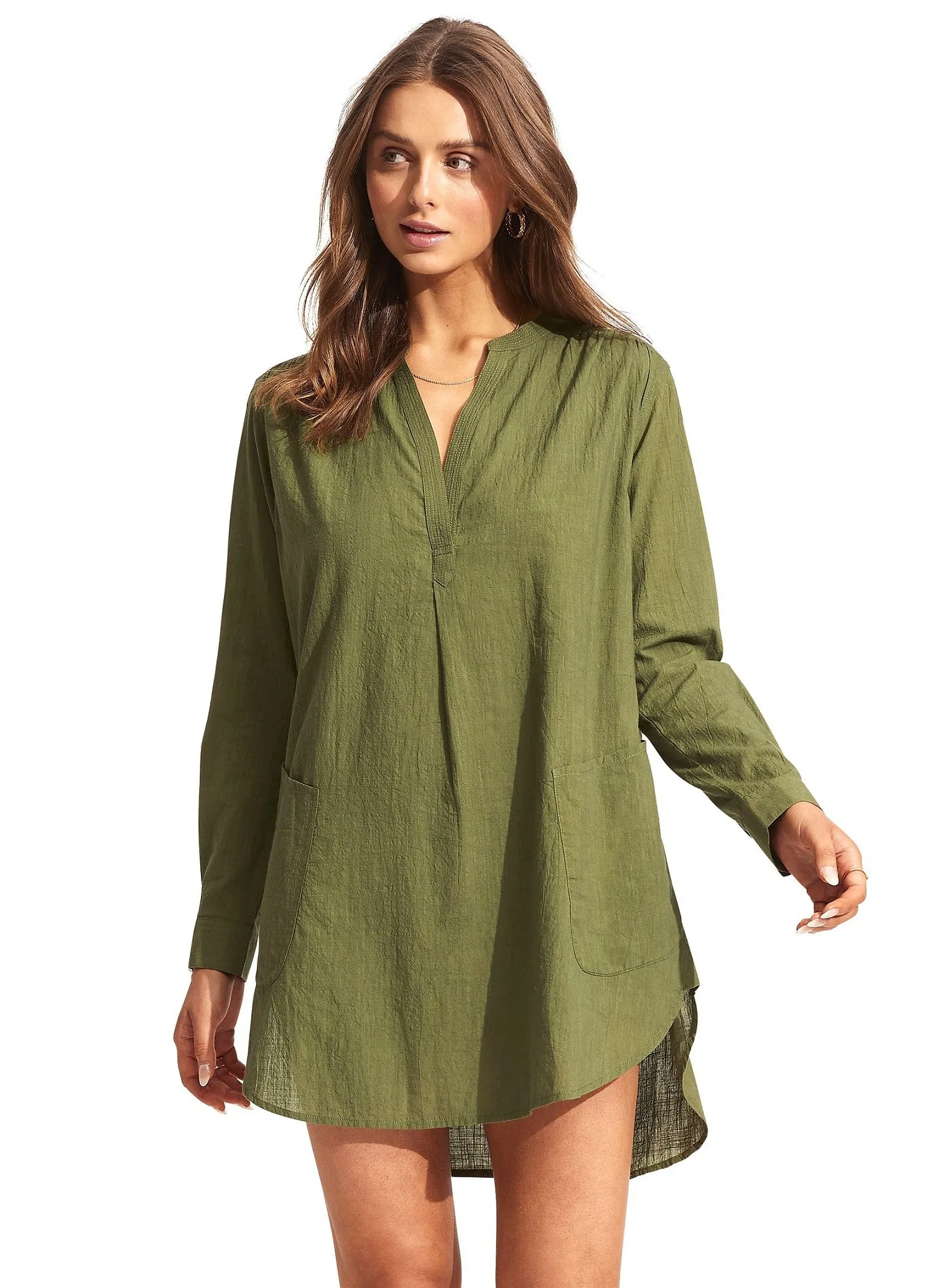 Рубашка Seafolly Beach Basics 52815-TO - авокадо #PRICE# - купить с доставкой по Москве, России, оплата при получении