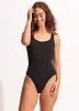 Cлитный купальник с вырезом каре Seafolly Collective 11079 - чёрный