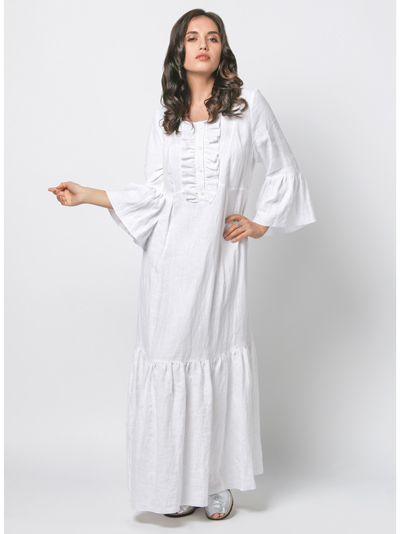 Длинное льняное платье Gaeta Enzy - белое 
