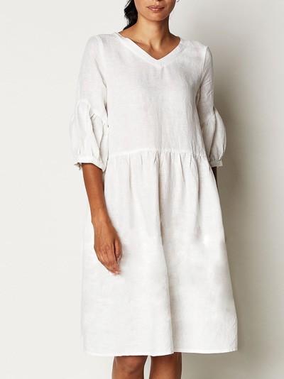 Платье Тринити умягченный лен - белое 