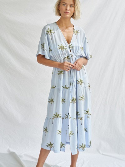 Длинное платье-кимоно Watercult  3950211 Острова - голубой 