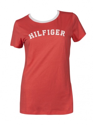 Хлопковая женская футболка Tommy Hilfiger 662 - красный 