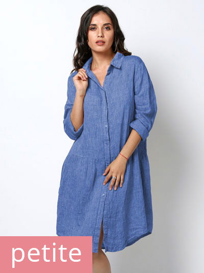 Льняное платье-рубашка Парма Enzy фиолетовый - petite  купить с доставкой и примеркой