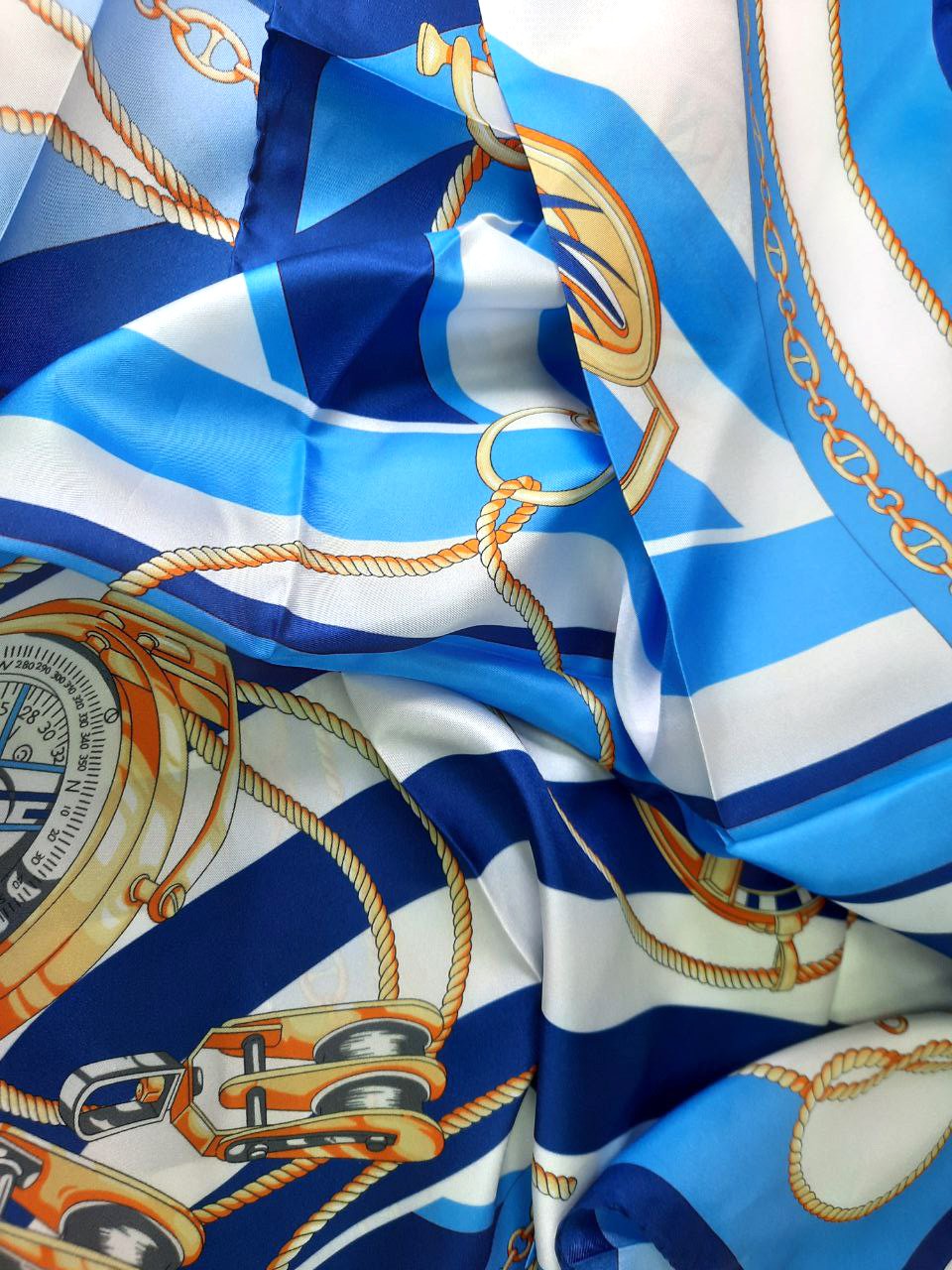 Итальянский платок Адмирал - синий 90×90, 100% шёлк 62584-3 - купить с доставкой по Москве, России, оплата при получении